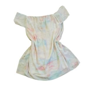 Tobi Bardot Off-Shoulder Watercolor Shift Dress
